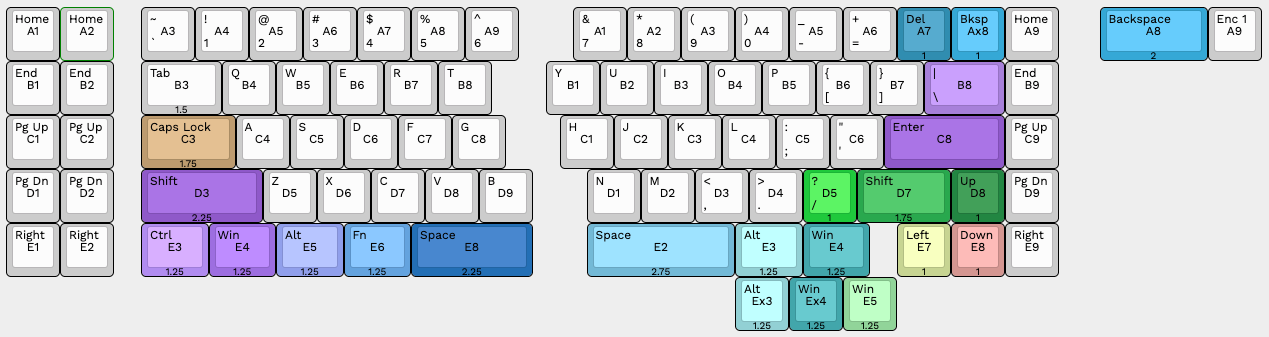 Layout requires split right shift but  includes option for split or 2u backspace.