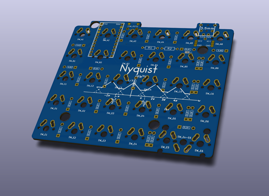 The Nyquist Keyboard - A Split 60% Ortholinear board